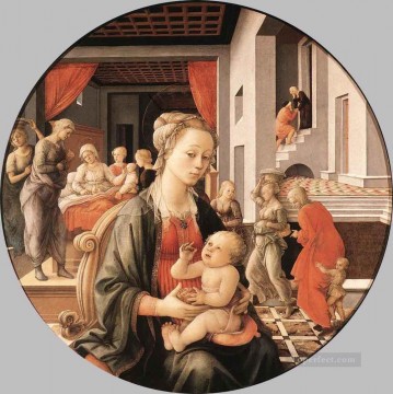Virgen con el Niño y escenas de la vida de Santa Ana Renacimiento Filippo Lippi Pinturas al óleo